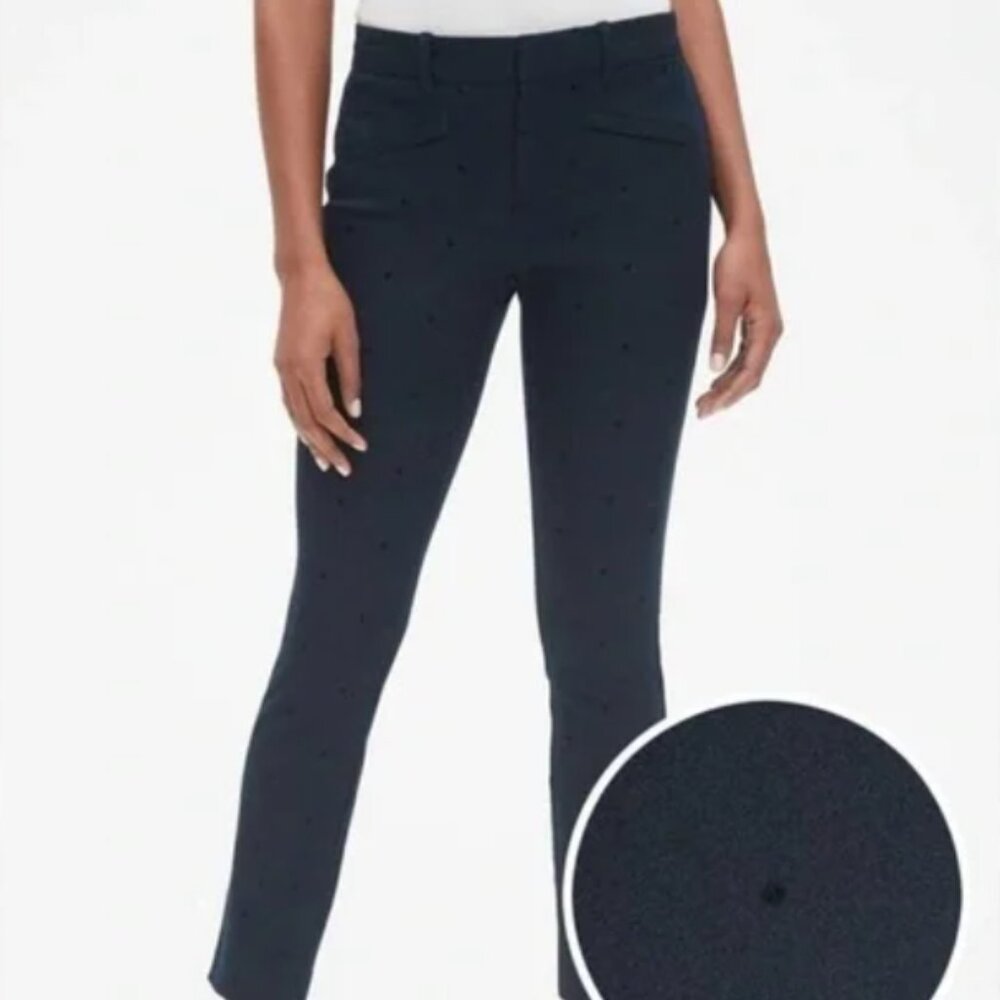 NWT GAP Signature Skinny Ankle Pants - Navy w/ Navy Polka Dots - Size: 2